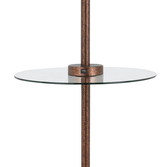 Metal Floor Lamp with 2 Gooseneck Design Shade, Rustic Bronze