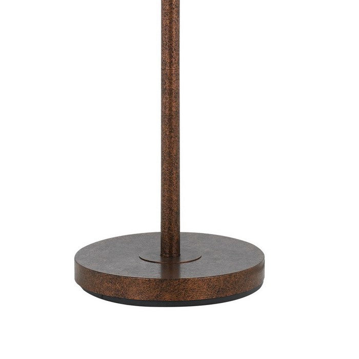 Metal Floor Lamp with 2 Gooseneck Design Shade, Rustic Bronze