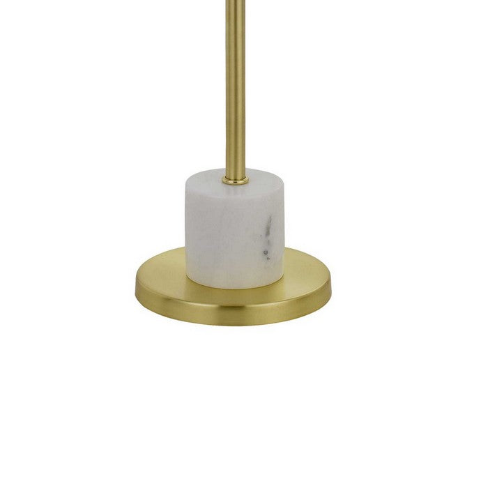 Tubular Metal Body Floor Lamp with Fabric Drum Shade, Gold and White