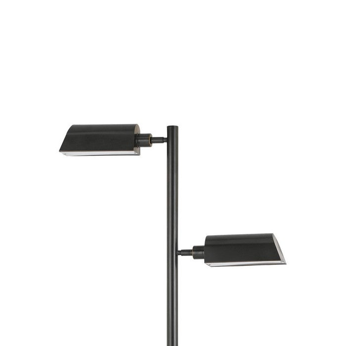 Metal Floor Lamp with 3 Swivel Heads and Round Base, Black