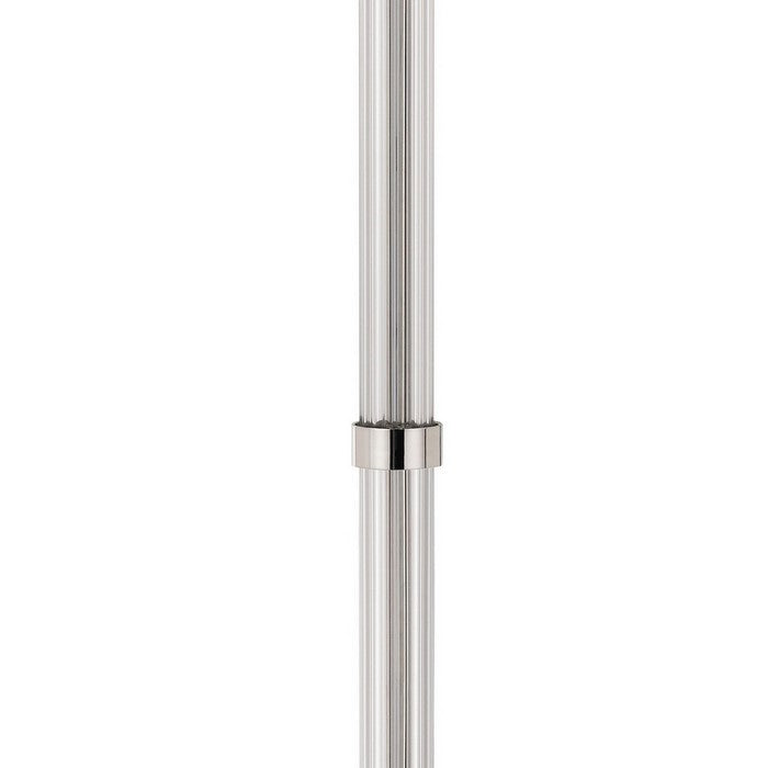Metal and Acrylic Tubular Body Floor Lamp with Fabric Drum Shade, White