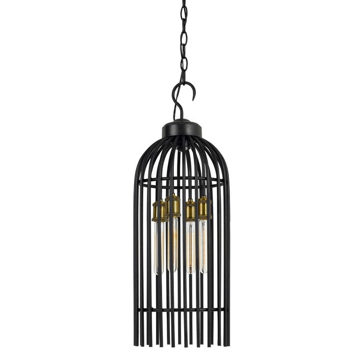 Birdcage Design Metal Chandelier with Chain and Hook, Black