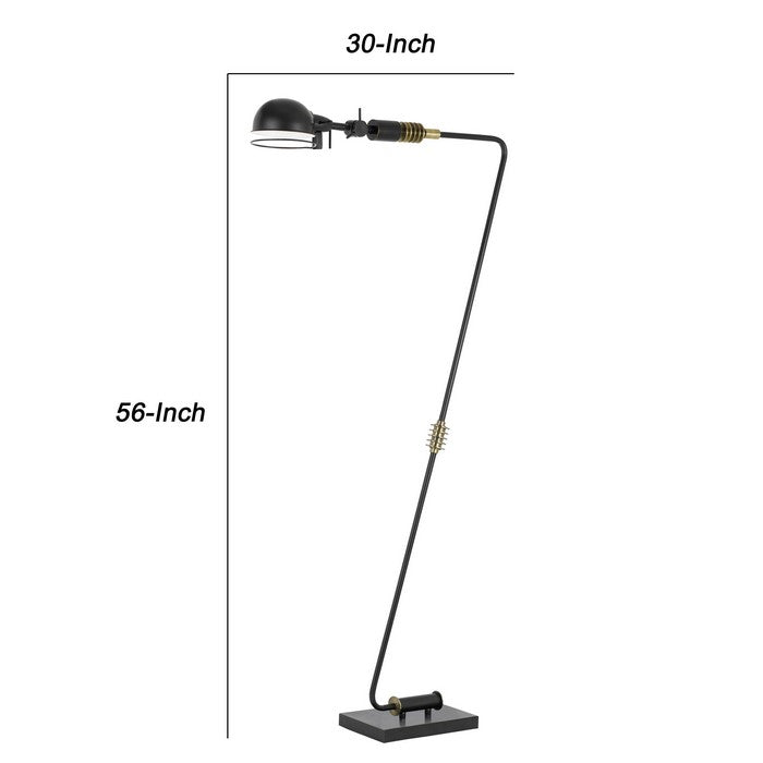 60 Watt Z Shape Metal Body Floor Lamp with Adjustable Head, Black