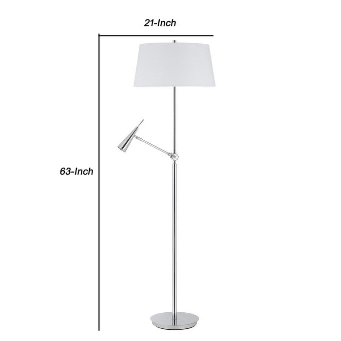 Metal Floor Lamp with GU10 Adjustable Reading Light, Silver