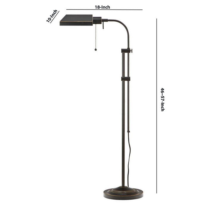 Metal Rectangular Floor Lamp with Adjustable Pole, Black