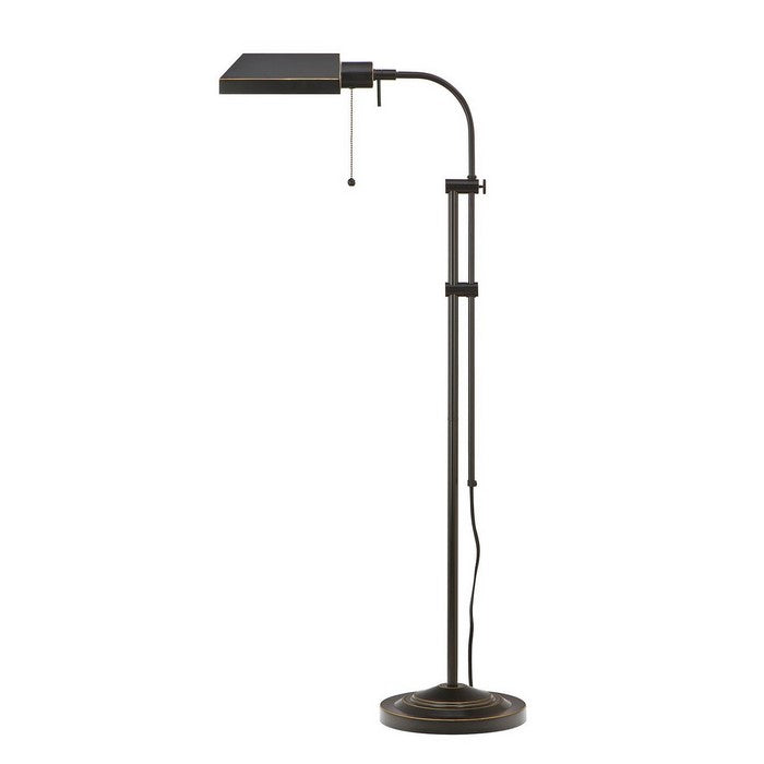 Metal Rectangular Floor Lamp with Adjustable Pole, Black