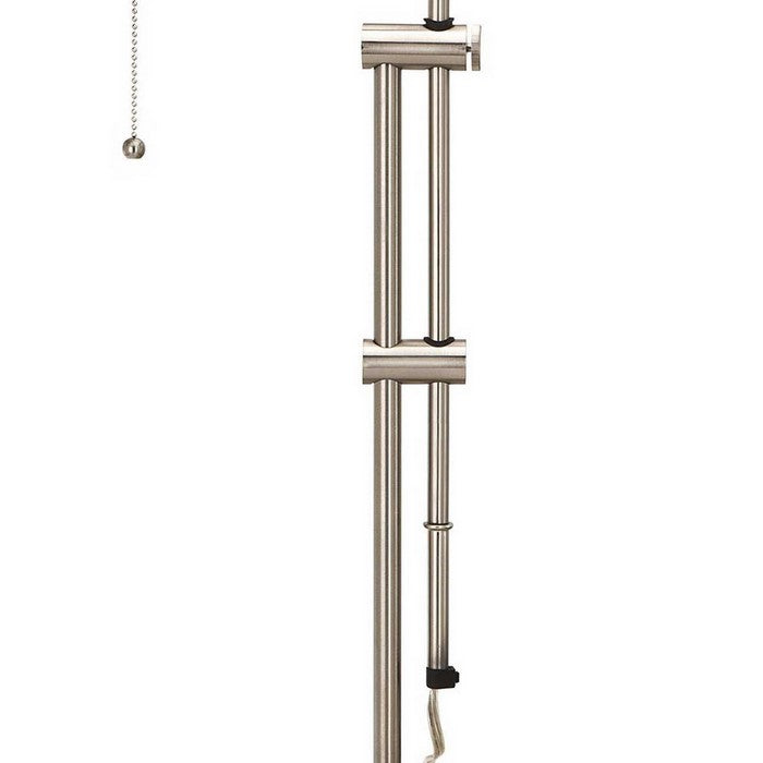 Metal Rectangular Desk Lamp with Adjustable Pole, Silver
