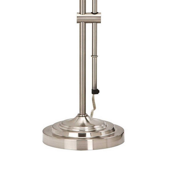 Metal Rectangular Desk Lamp with Adjustable Pole, Silver