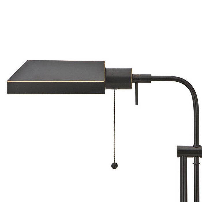 Metal Rectangular Desk Lamp with Adjustable Pole, Black