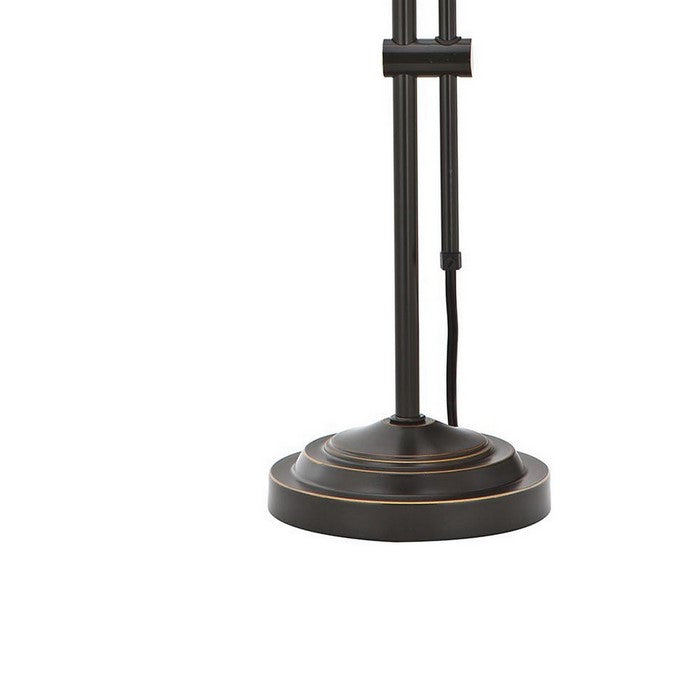 Metal Rectangular Desk Lamp with Adjustable Pole, Black