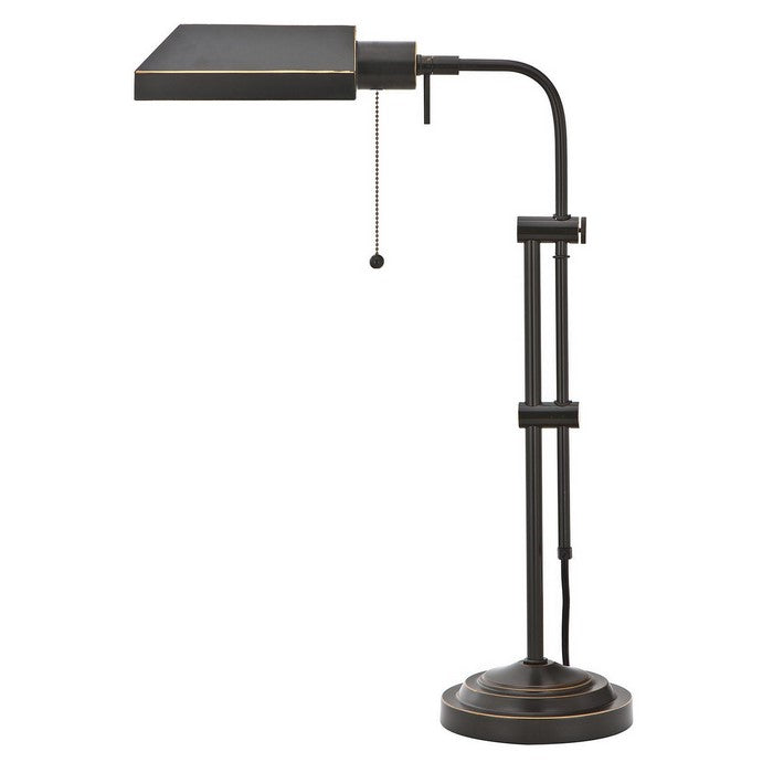 Metal Rectangular Desk Lamp with Adjustable Pole, Black
