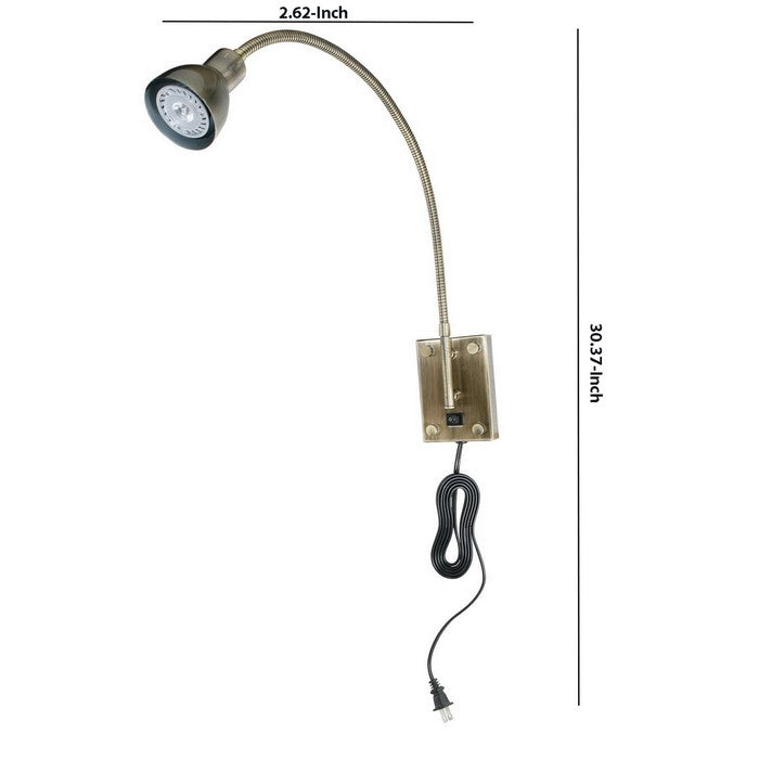 Metal Round Wall Reading Lamp with Plug In Switch, Silver and Gray