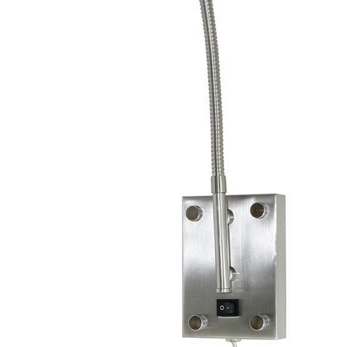 Metal Round Wall Reading Lamp with Plug In Switch, Silver