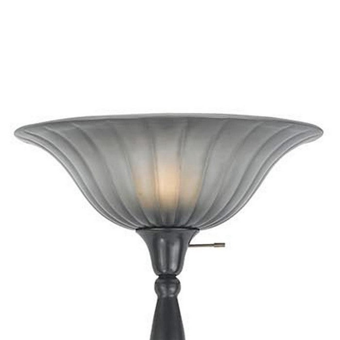 Metal Round Torchiere Lamp with Adjustable Shade, Dark Bronze