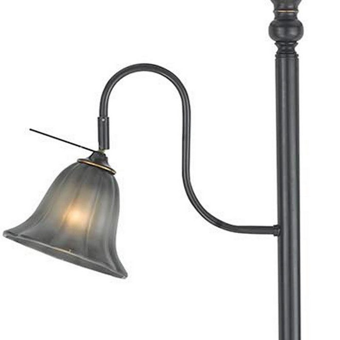 Metal Round Torchiere Lamp with Adjustable Shade, Dark Bronze