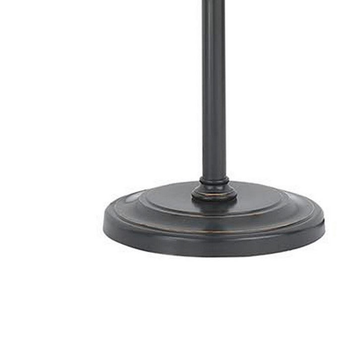 Metal Round Torchiere Lamp with Adjustable Shade, Dark Bronze