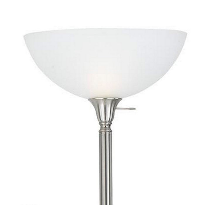 Metal Round Torchiere Lamp with Adjustable Shade, Silver