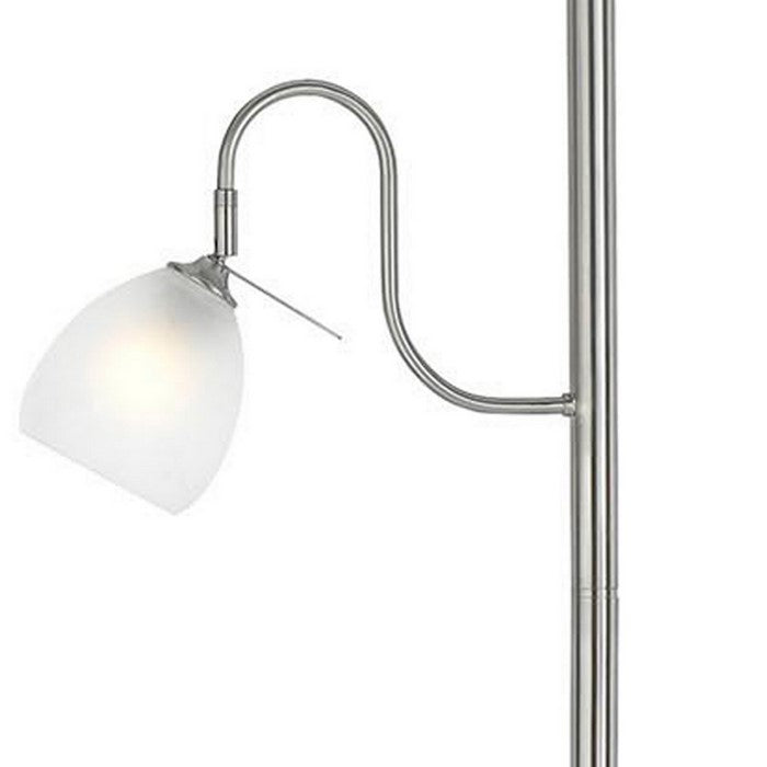 Metal Round Torchiere Lamp with Adjustable Shade, Silver