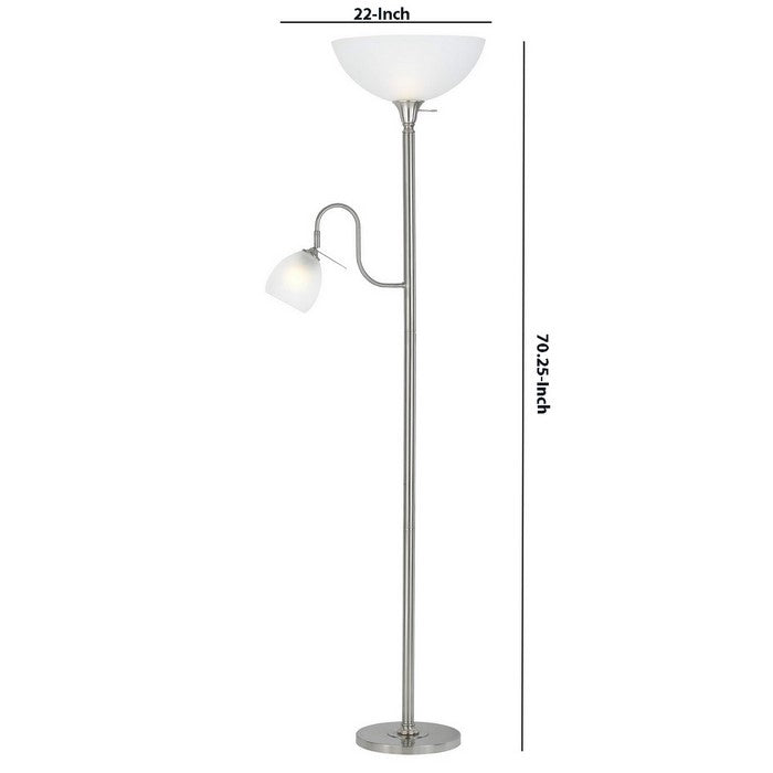 Metal Round Torchiere Lamp with Adjustable Shade, Silver