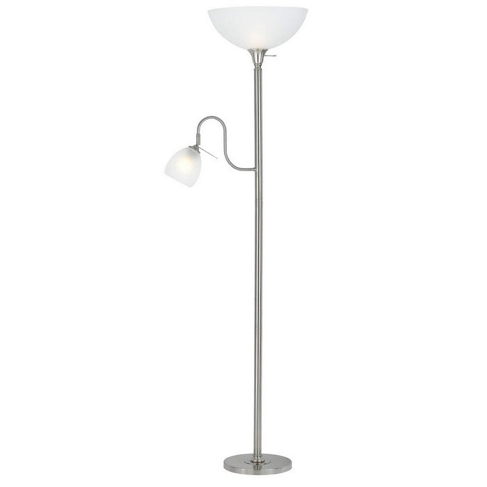 Metal Round Torchiere Lamp with Adjustable Shade, Silver