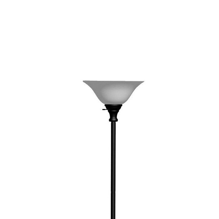 Metal Round 3 Way Torchiere Lamp with Frosted Glass Shade, Black and White