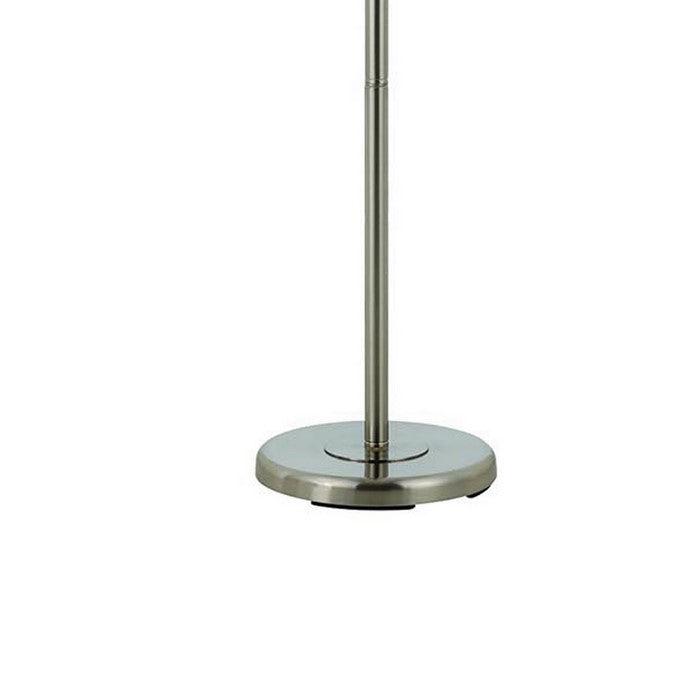 Metal Round 3 Way Torchiere Lamp with Frosted Glass Shade, Silver and White