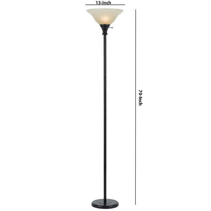 Metal Round 3 Way Torchiere Lamp with Frosted Shade, Dark Bronze and Gold