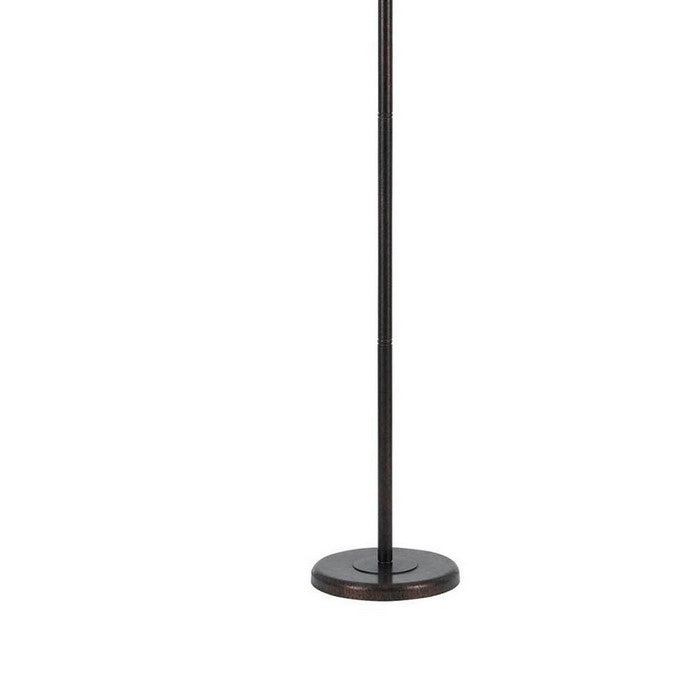 Metal Round 3 Way Torchiere Lamp with Frosted Glass Shade, Bronze and Gold
