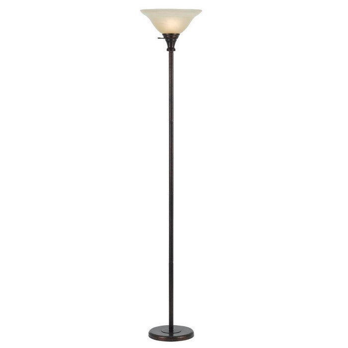 Metal Round 3 Way Torchiere Lamp with Frosted Glass Shade, Bronze and Gold