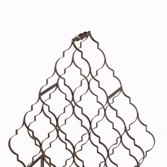 Free Standing Metal Wine Rack with Lattice Design, Large, Silver