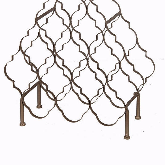Free Standing Metal Wine Rack with Lattice Design, Large, Silver