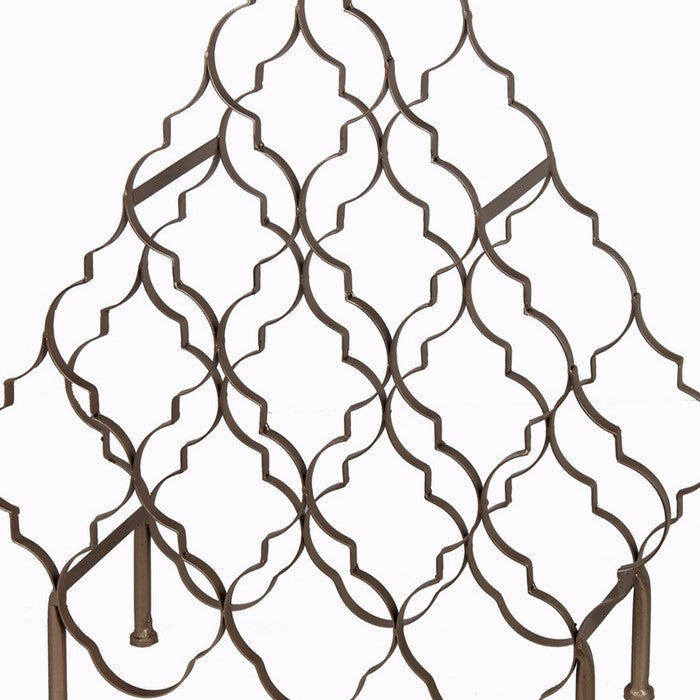 Free Standing Metal Wine Rack with Lattice Design, Large, Silver