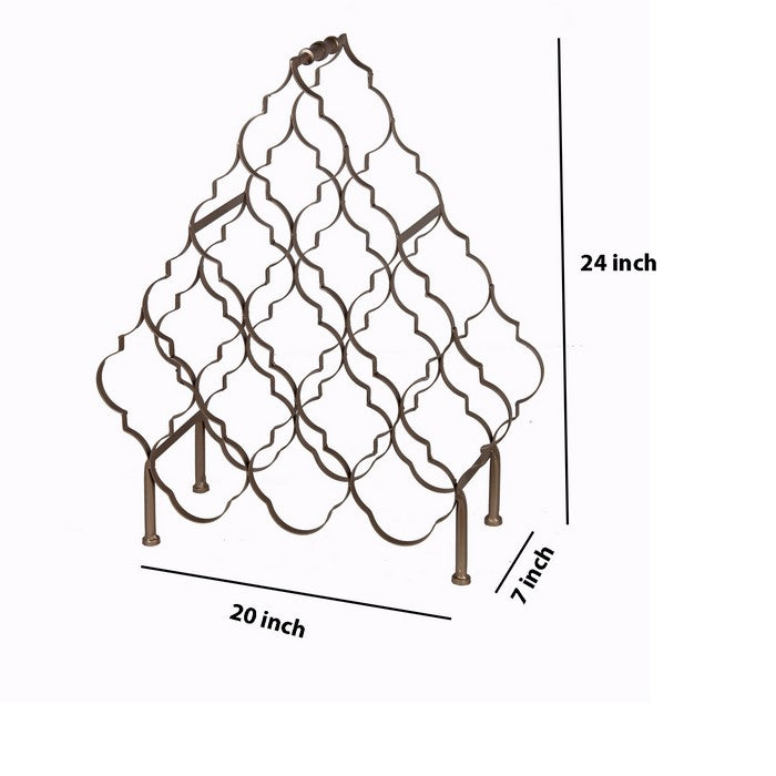 Free Standing Metal Wine Rack with Lattice Design, Large, Silver