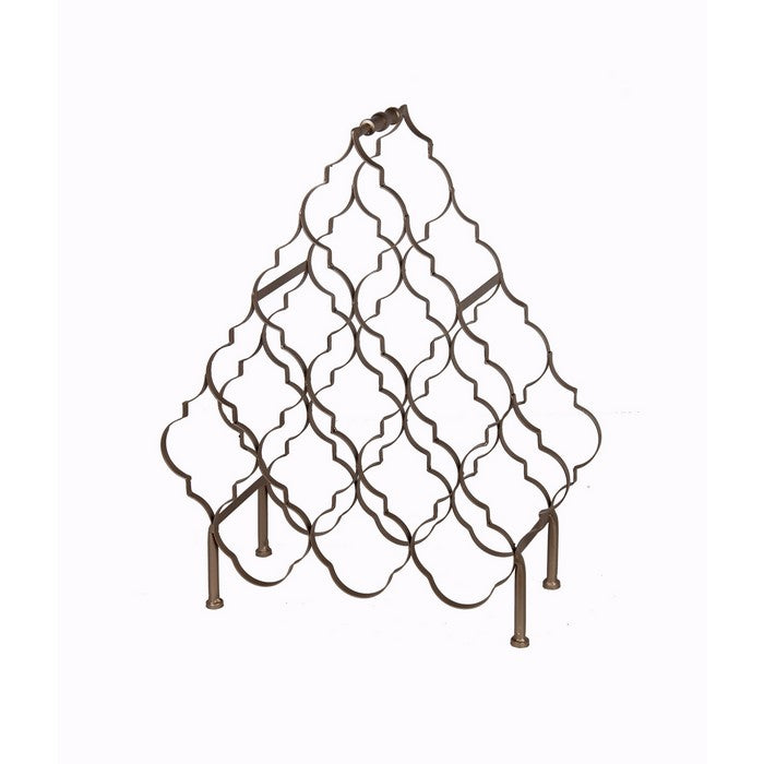 Free Standing Metal Wine Rack with Lattice Design, Large, Silver