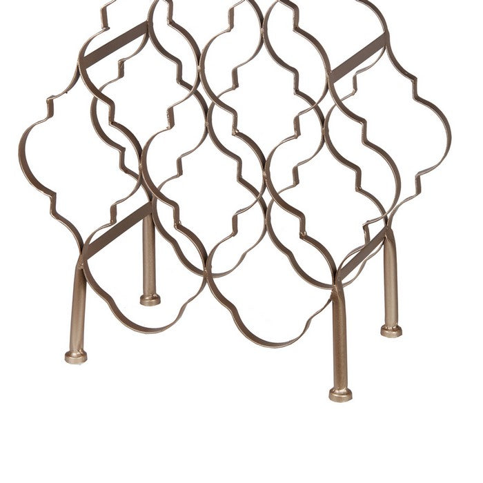 Free Standing Metal Wine Rack with Lattice Design, Small, Silver