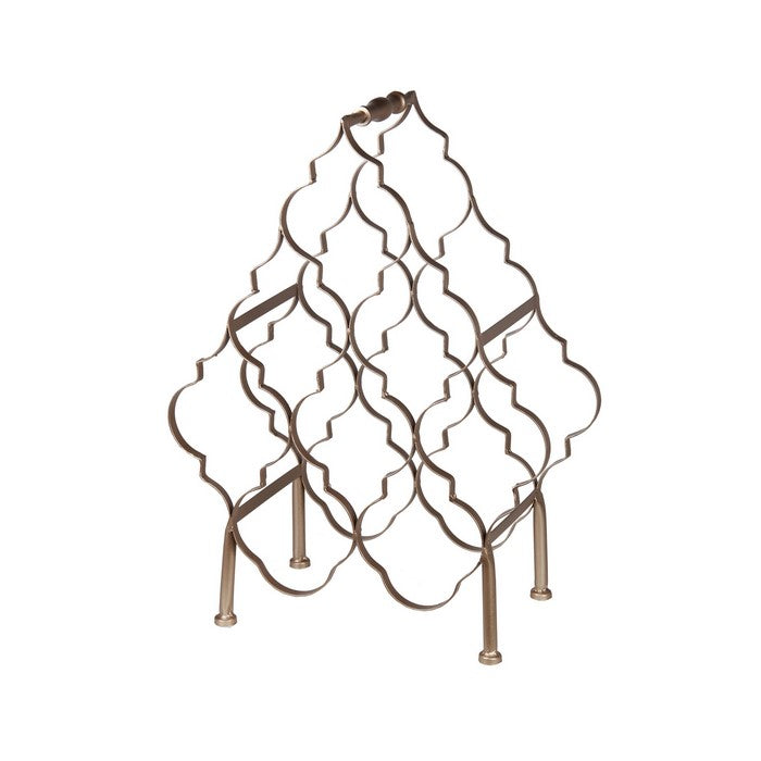 Free Standing Metal Wine Rack with Lattice Design, Small, Silver