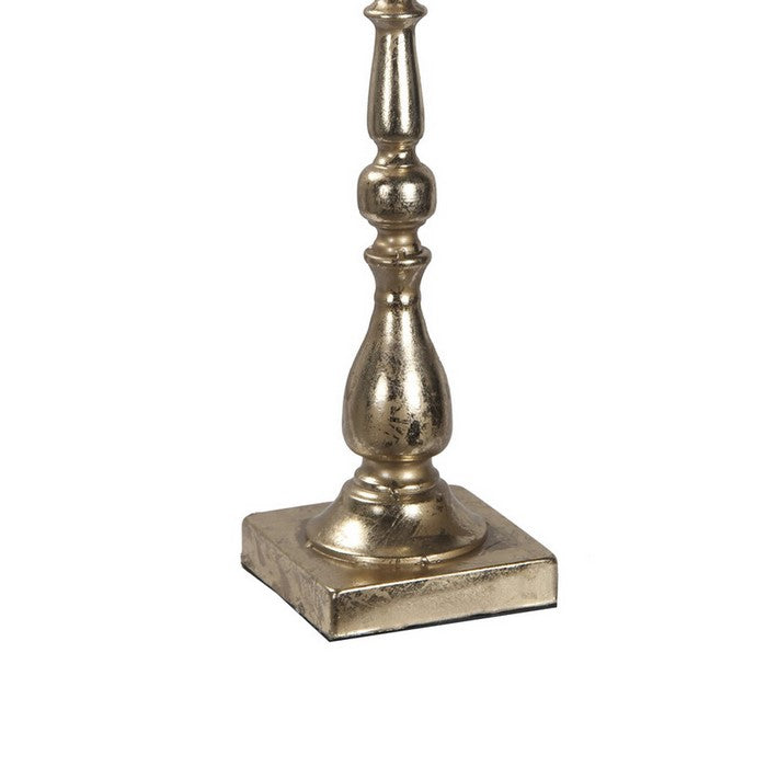 Metal Finial with Bud Shaped Design and Pedestal Base, Gold