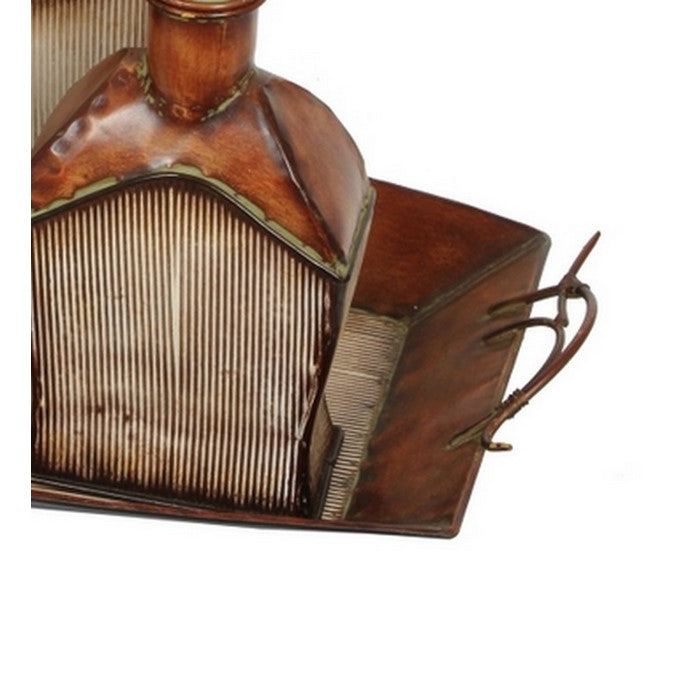 Ceramic 3 Piece Antique Perfume Bottle Set with Tray, Brown