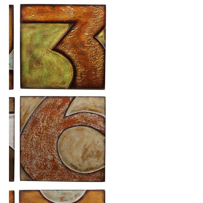 9 Piece Wooden Square Shaped Numerical Wall decor Set, Multicolor