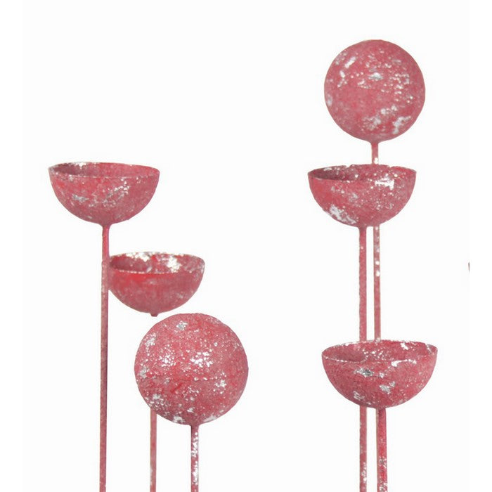 Multiple Bowl Shaped Metal Candle Bar with Round Base, Pink and Silver