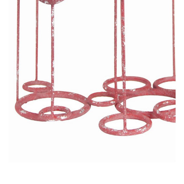 Multiple Bowl Shaped Metal Candle Bar with Round Base, Pink and Silver