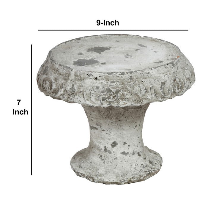 Decorative Cement Cake Plate with Pedestal Base, Medium, White