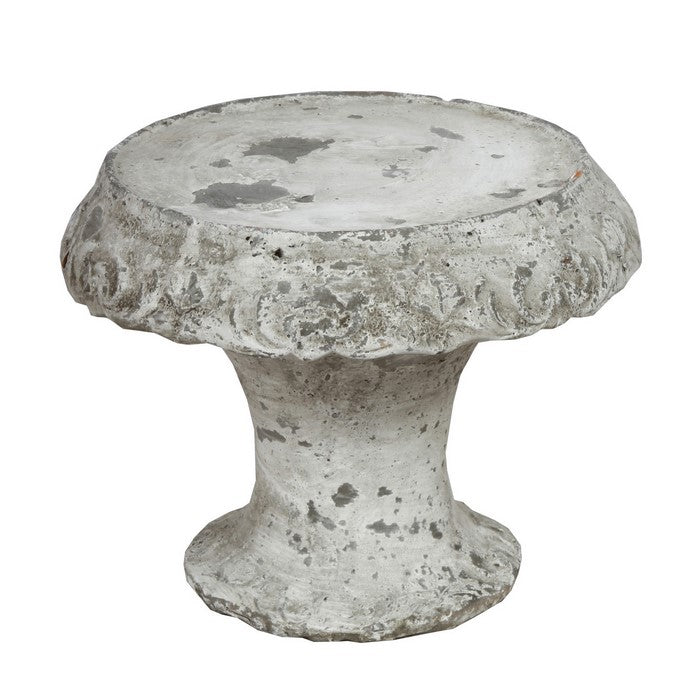 Decorative Cement Cake Plate with Pedestal Base, Medium, White