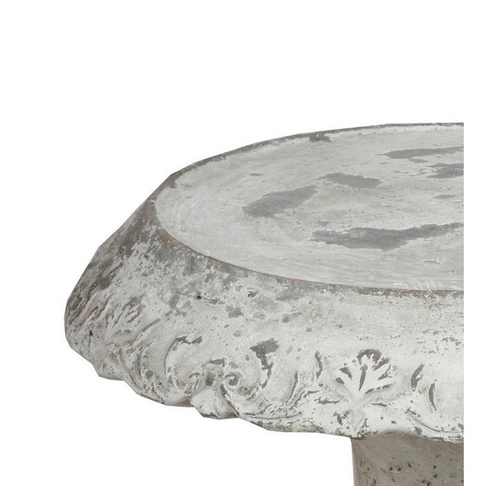 Decorative Cement Cake Plate with Pedestal Base, Large, White