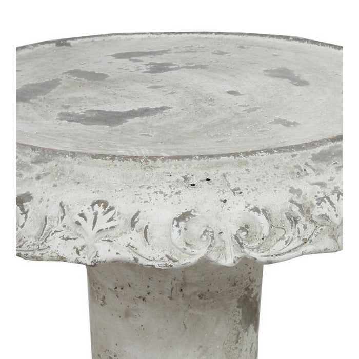 Decorative Cement Cake Plate with Pedestal Base, Large, White