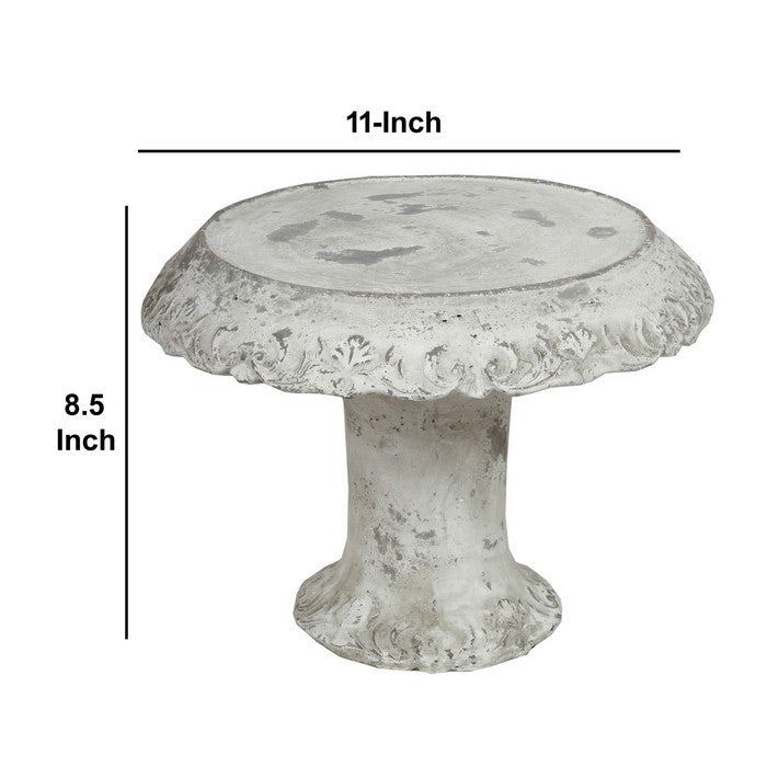 Decorative Cement Cake Plate with Pedestal Base, Large, White