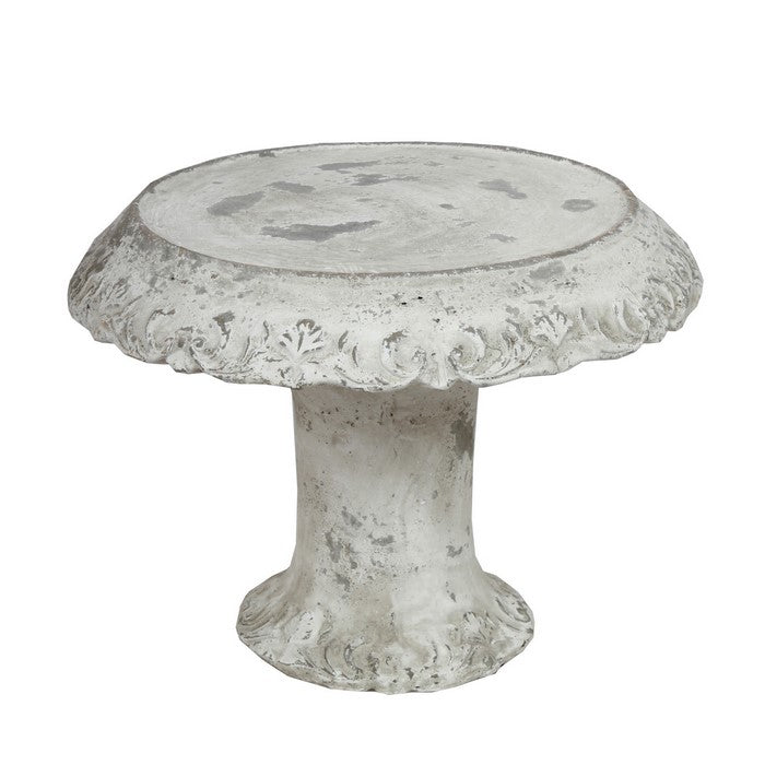 Decorative Cement Cake Plate with Pedestal Base, Large, White