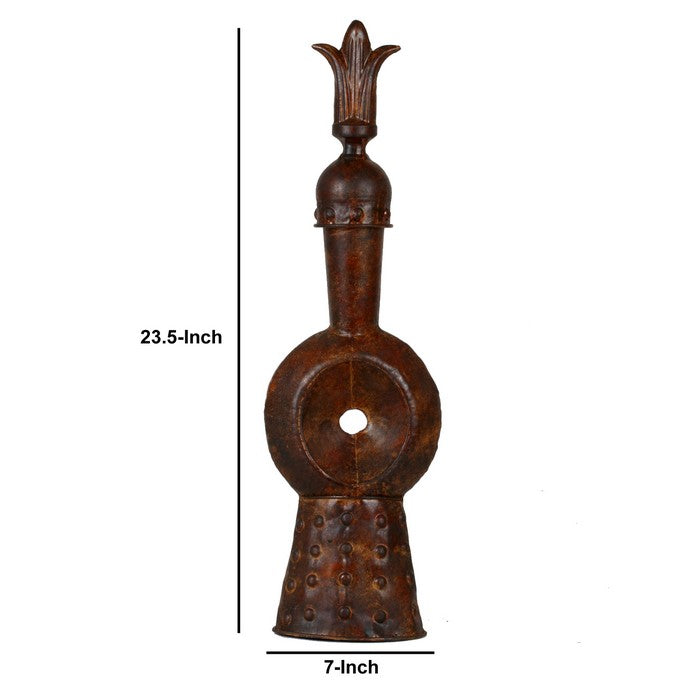 Antique Style Iron Table Top decor with Finial Top, Rustic Brown