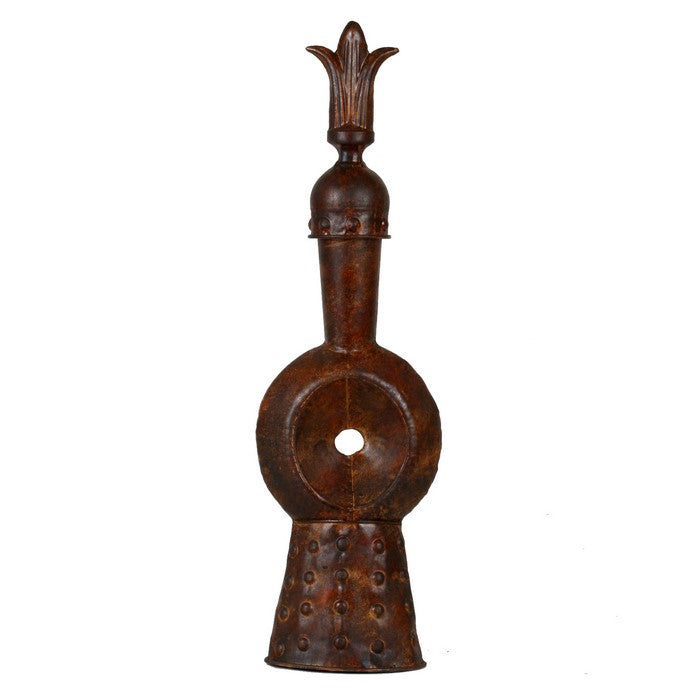 Antique Style Iron Table Top decor with Finial Top, Rustic Brown