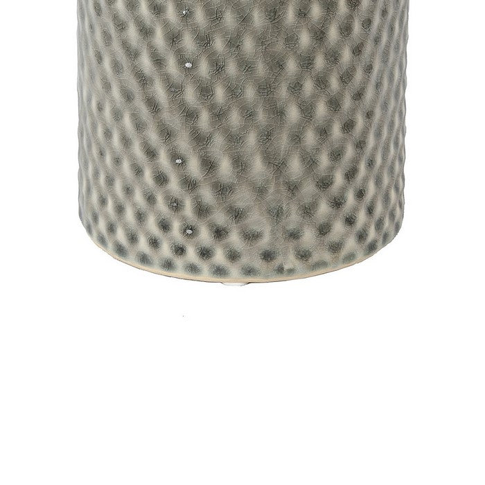 Ceramic Canister with Lidded Top and Dimple Pattern, Large, Gray